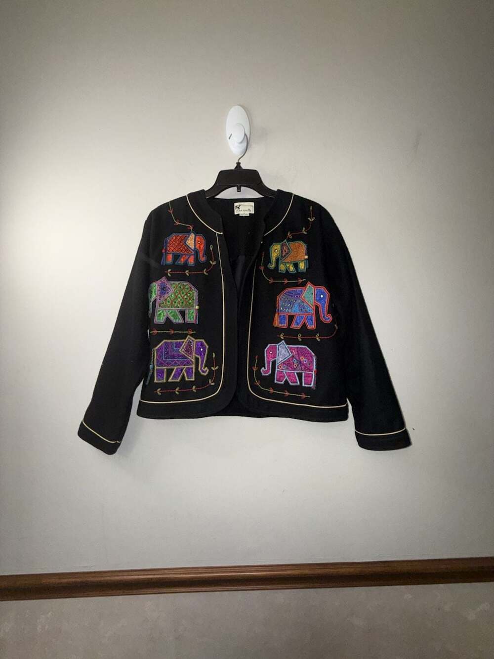 Yak Magik Vintage Wool Blend Embellished Elephant Jacket Blazer